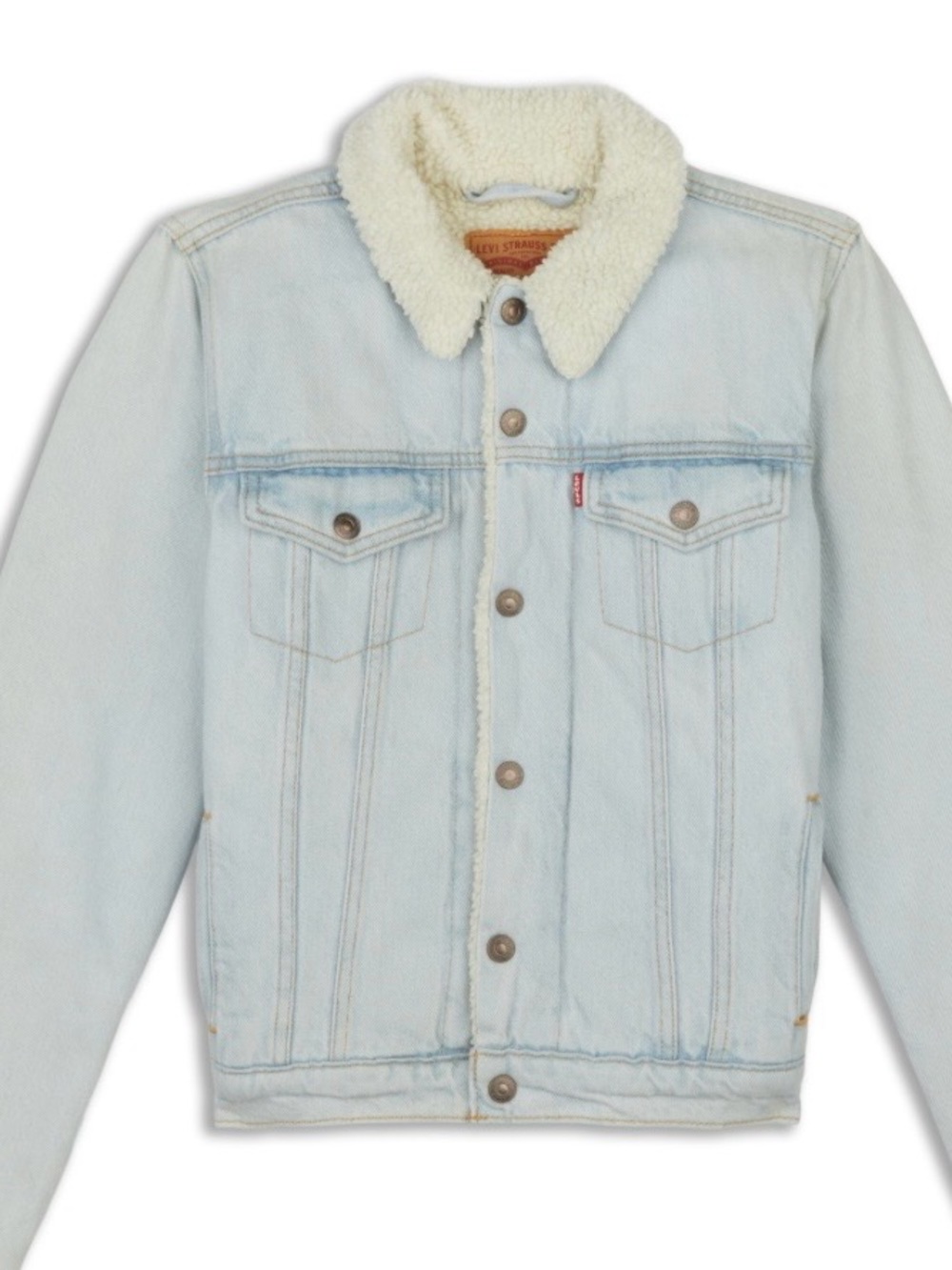 Levi's Light Blue Denim Jacket with Cream Sherpa Collar - Picture 3 of 7